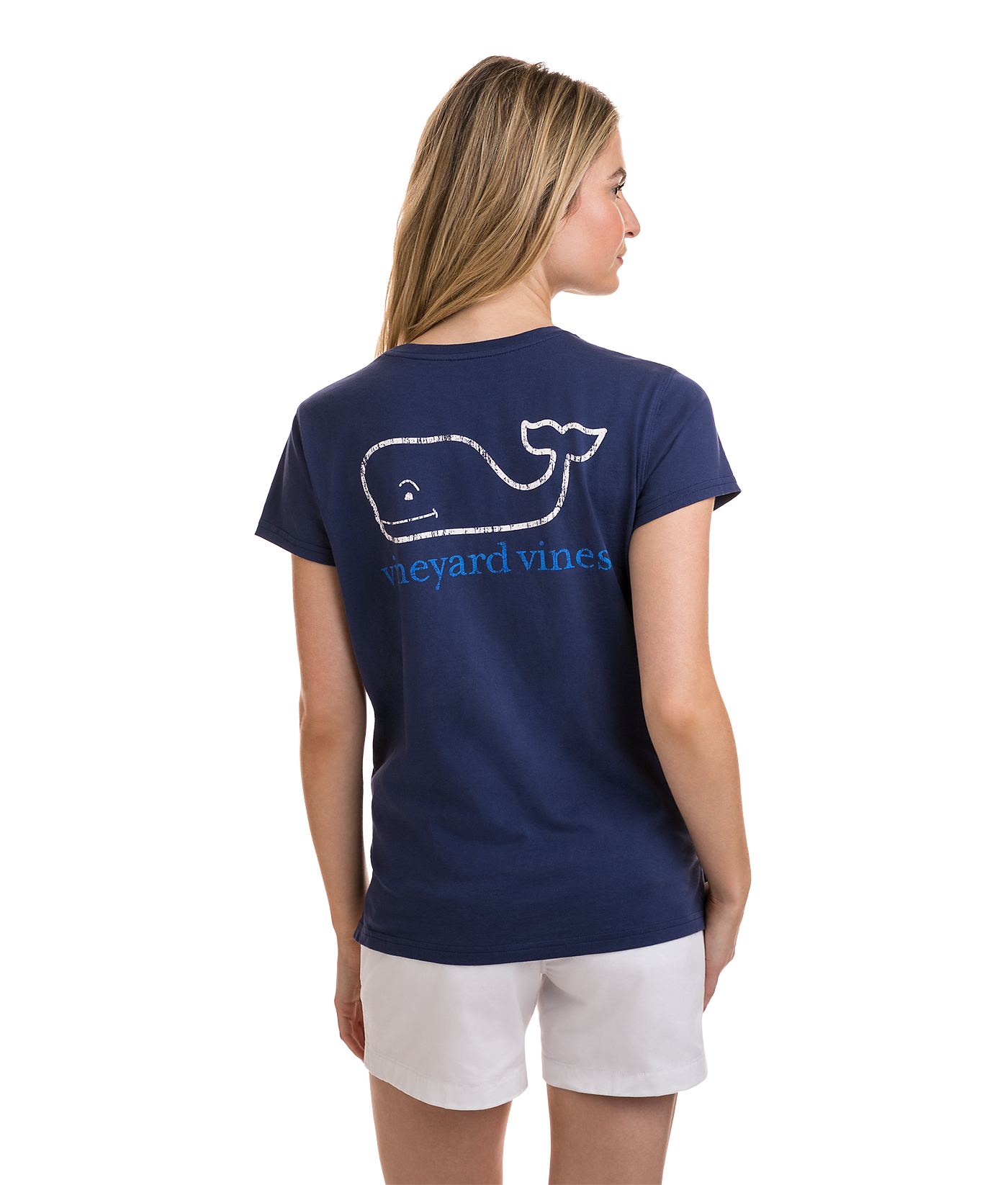 Vineyard Vines Women's Two-Tone Vintage Whale Short-Sleeve Pocket T-Shirt, Medium