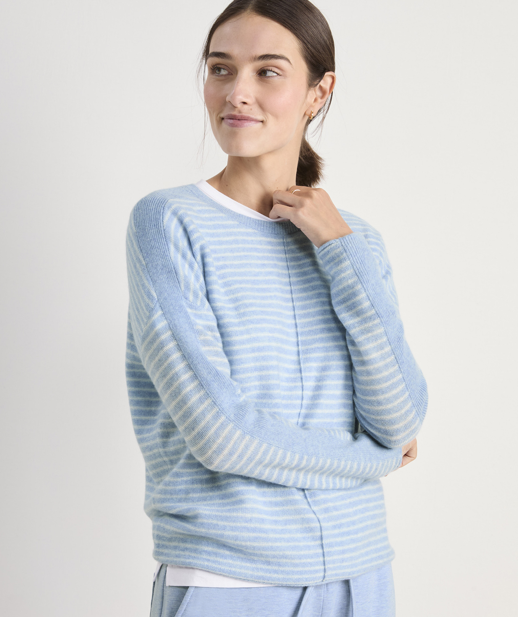 Vineyard Vines SeaspunCashmere Ombre Blue Stripe Sweater Size store Large