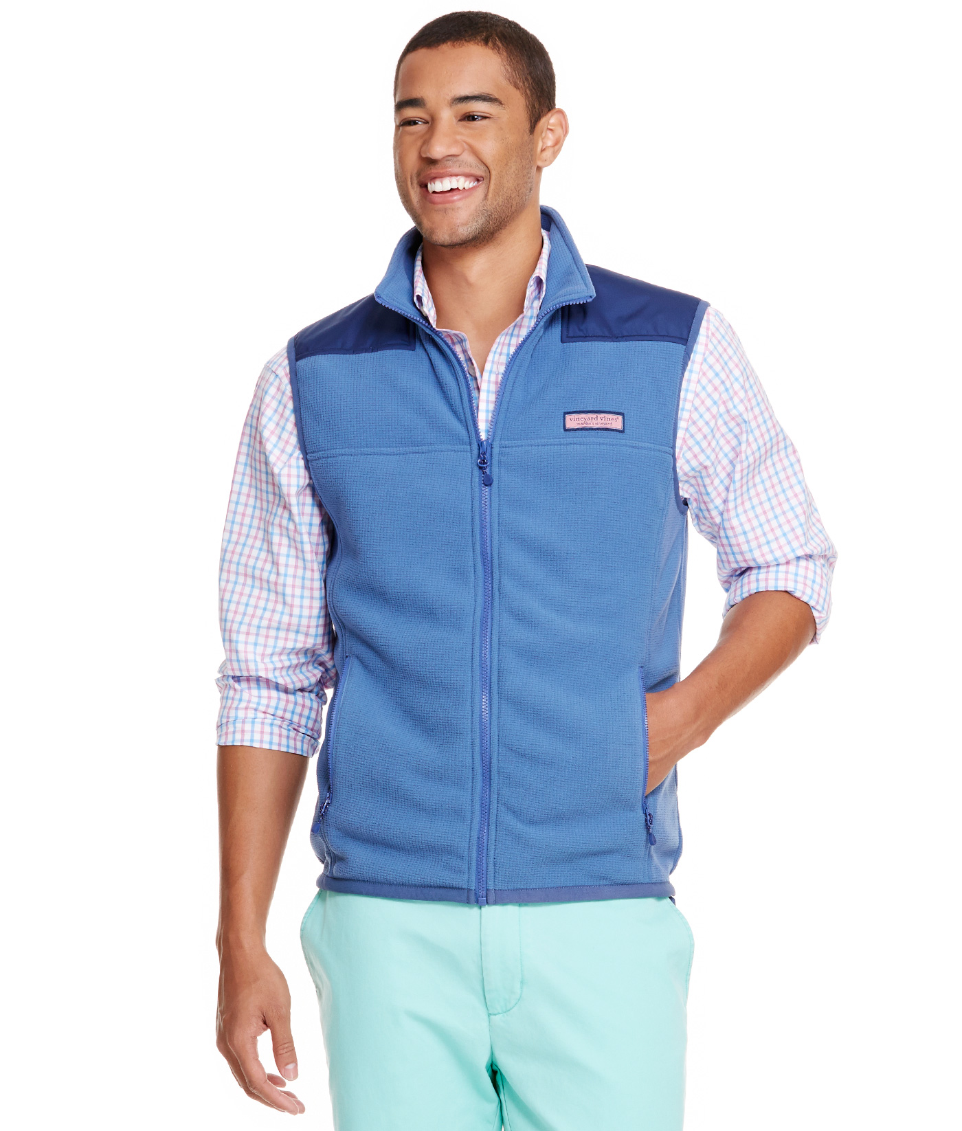 Shop Windcrest Grid Fleece Vest at vineyard vines