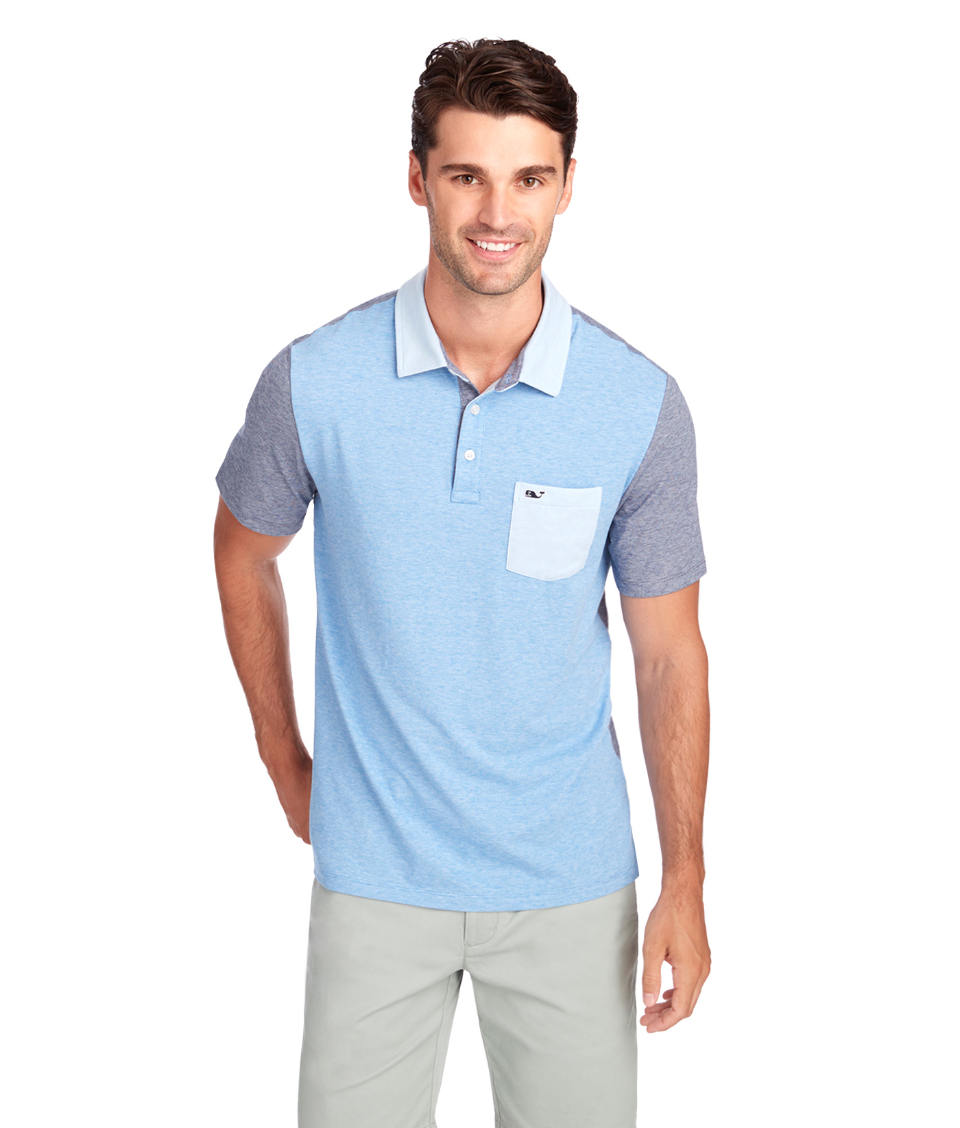 Men's Vineyard Vines Charcoal Carolina Panthers Edgartown Team Tri-Blend Polo