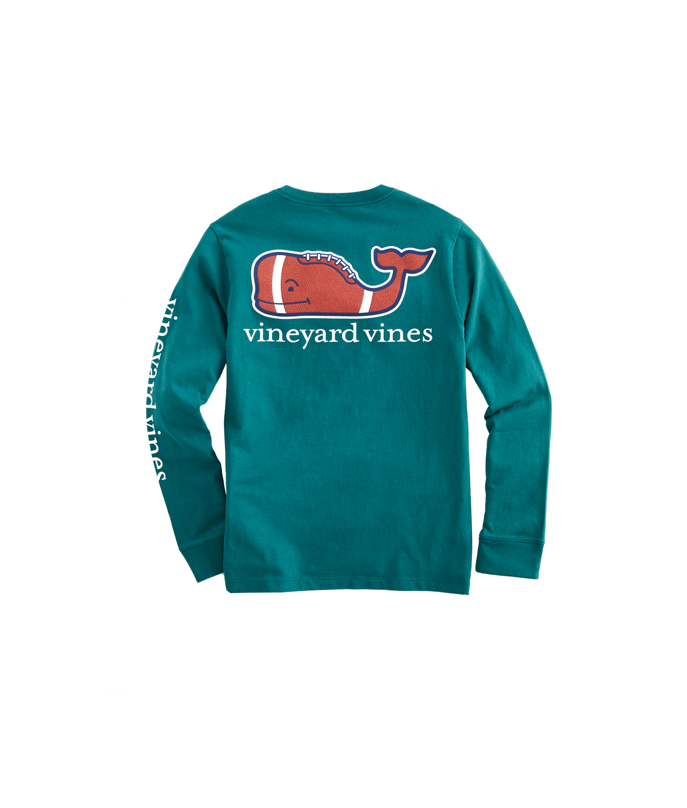 Vineyard Vines Tailgating Football Whale Blue L/S Pocket T-Shirt Men's Small