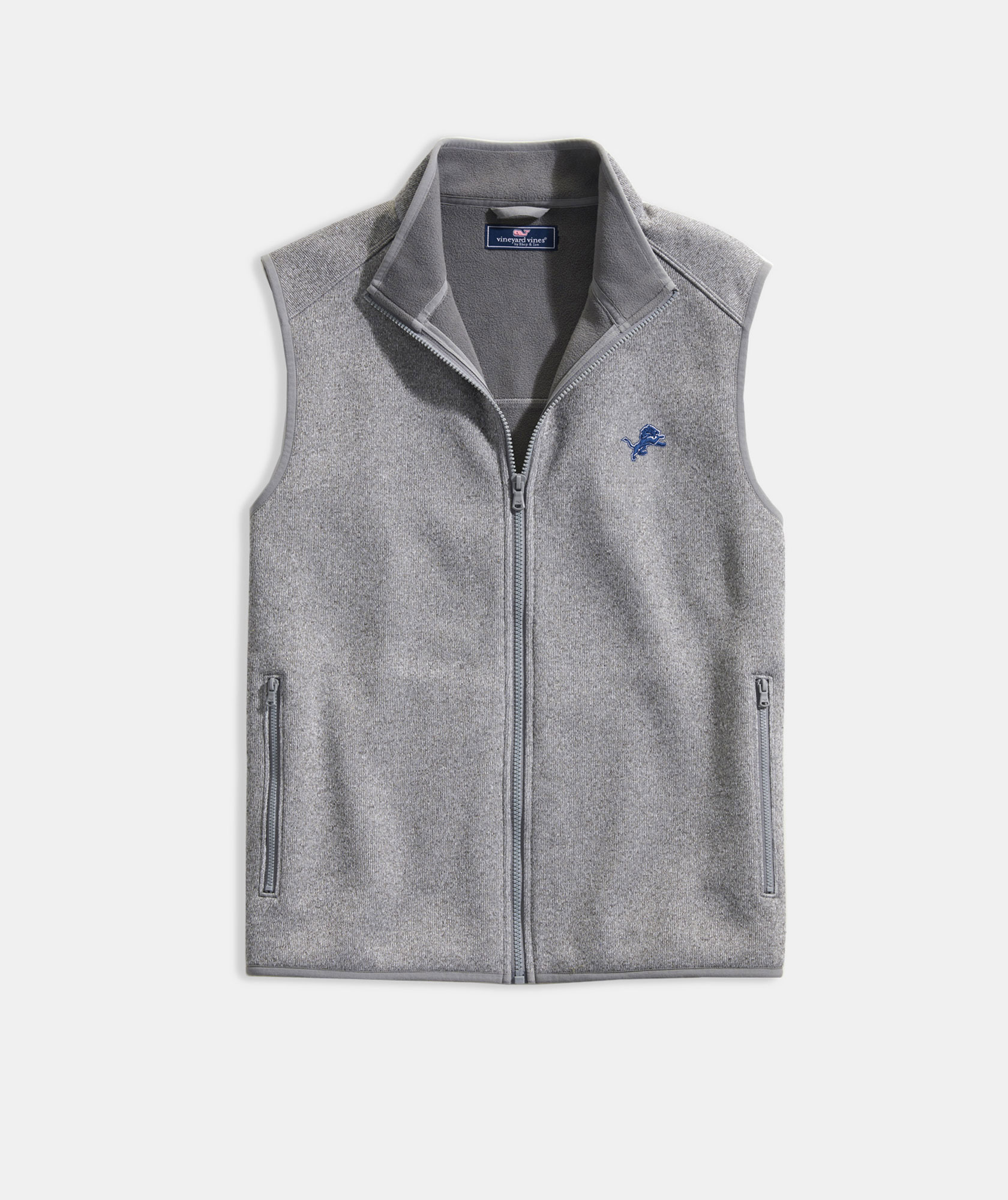 Shop Mens Mountain Sweater Fleece Vest - Detroit Lions at vineyard vines