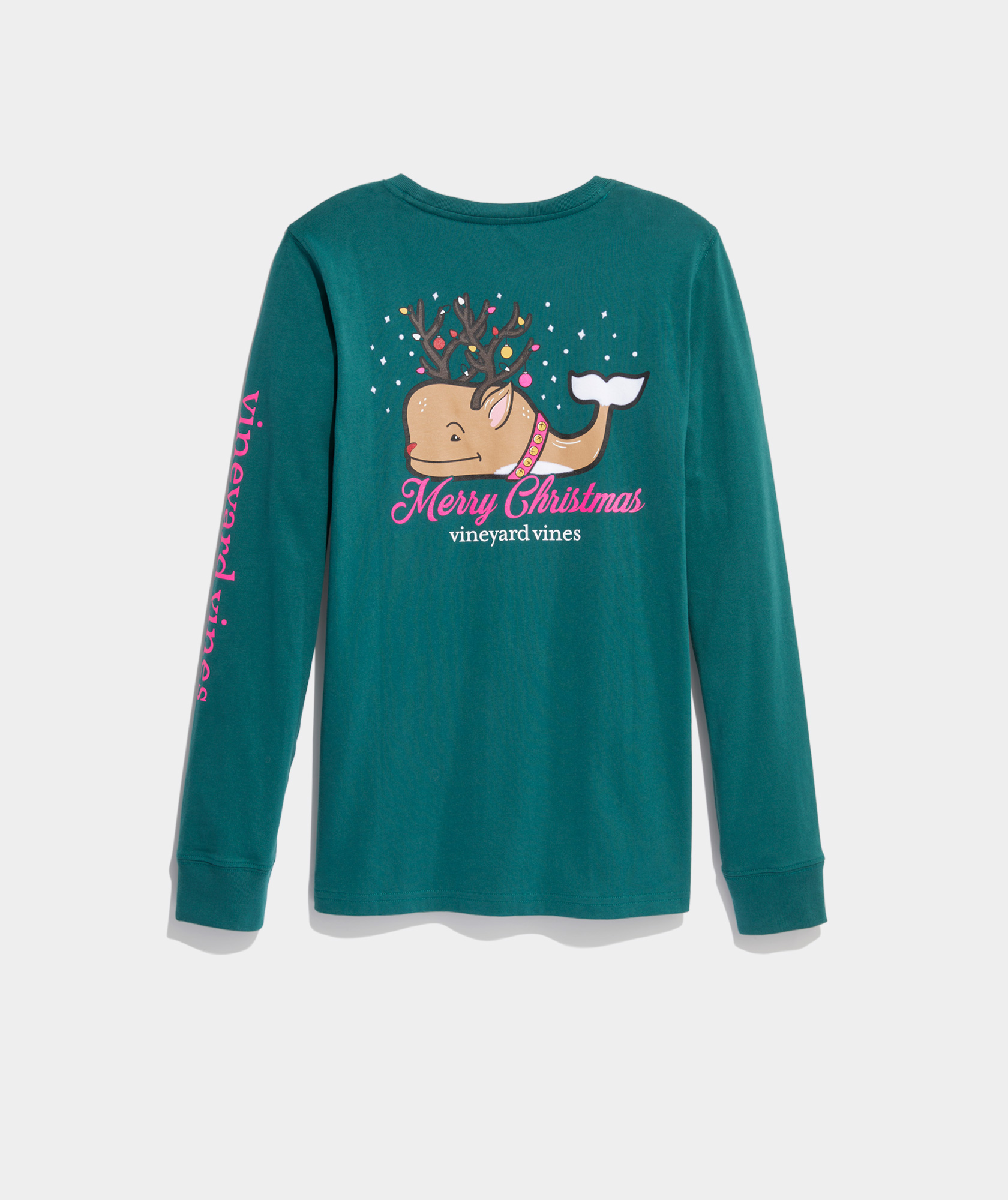 Vineyard Vines Long Sleeve Green Christmas Shirt 2022 Shop Long-Sleeve Reindeer Whale Pocket Tee At Vineyard Vines