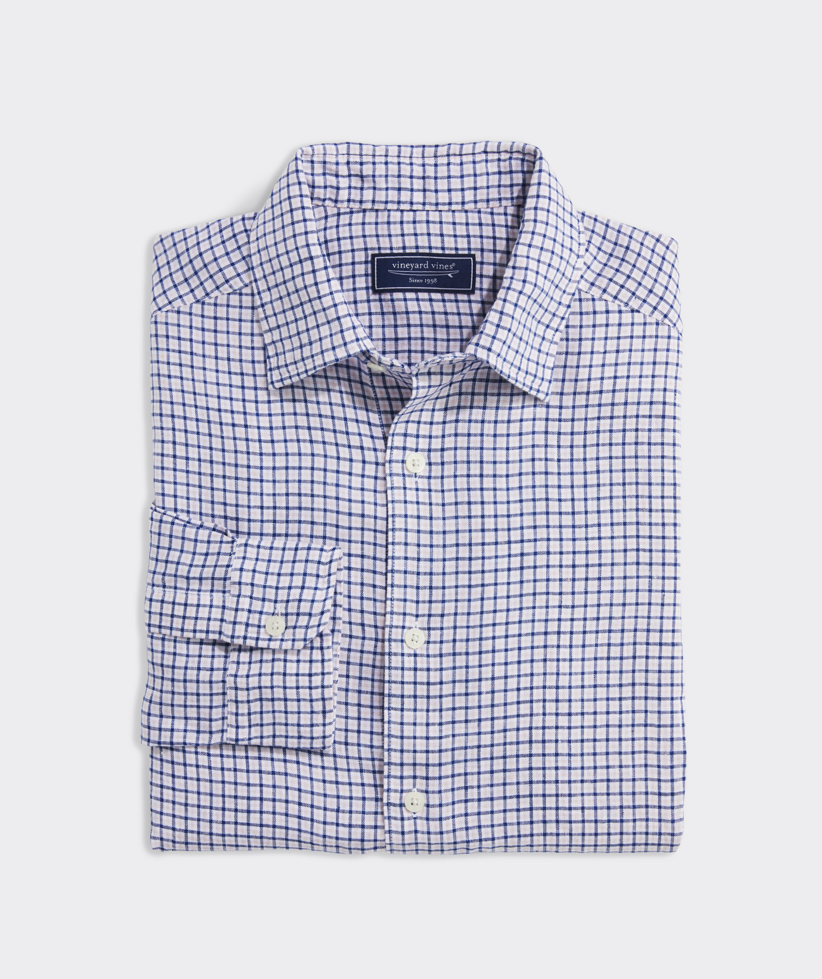 Shop Linen Tattersall Spread Collar Shirt at vineyard vines