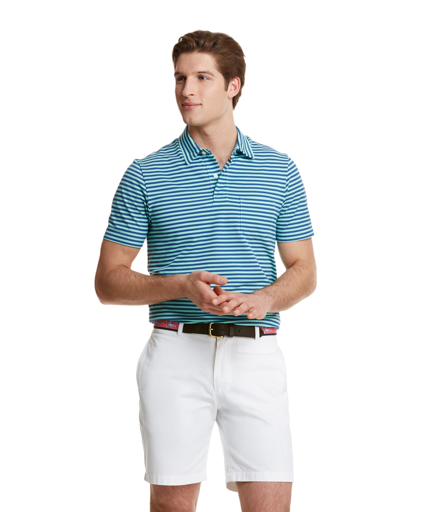 Shop Slim Cotton Poly Performance Stripe Polo at vineyard vines