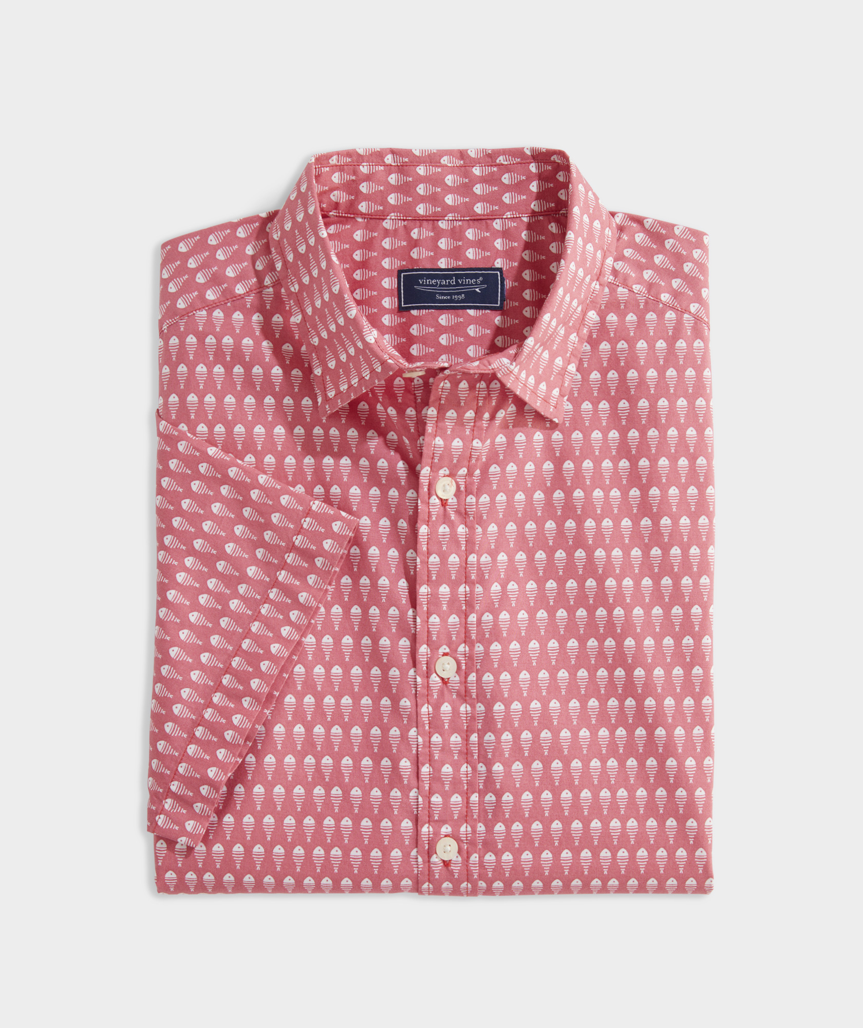 Shop Cotton Madras Short-Sleeve Upstream Fish Shirt at vineyard vines