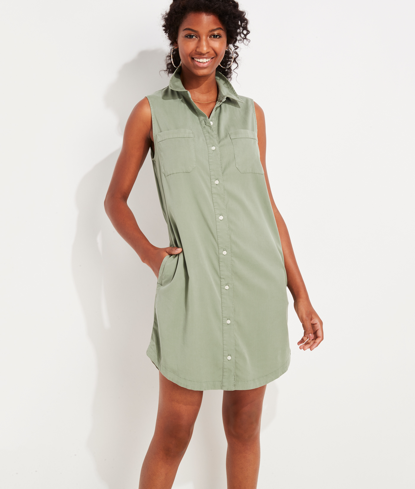 Write a Review for Garment Dyed Sleeveless Margo Shirt Dress