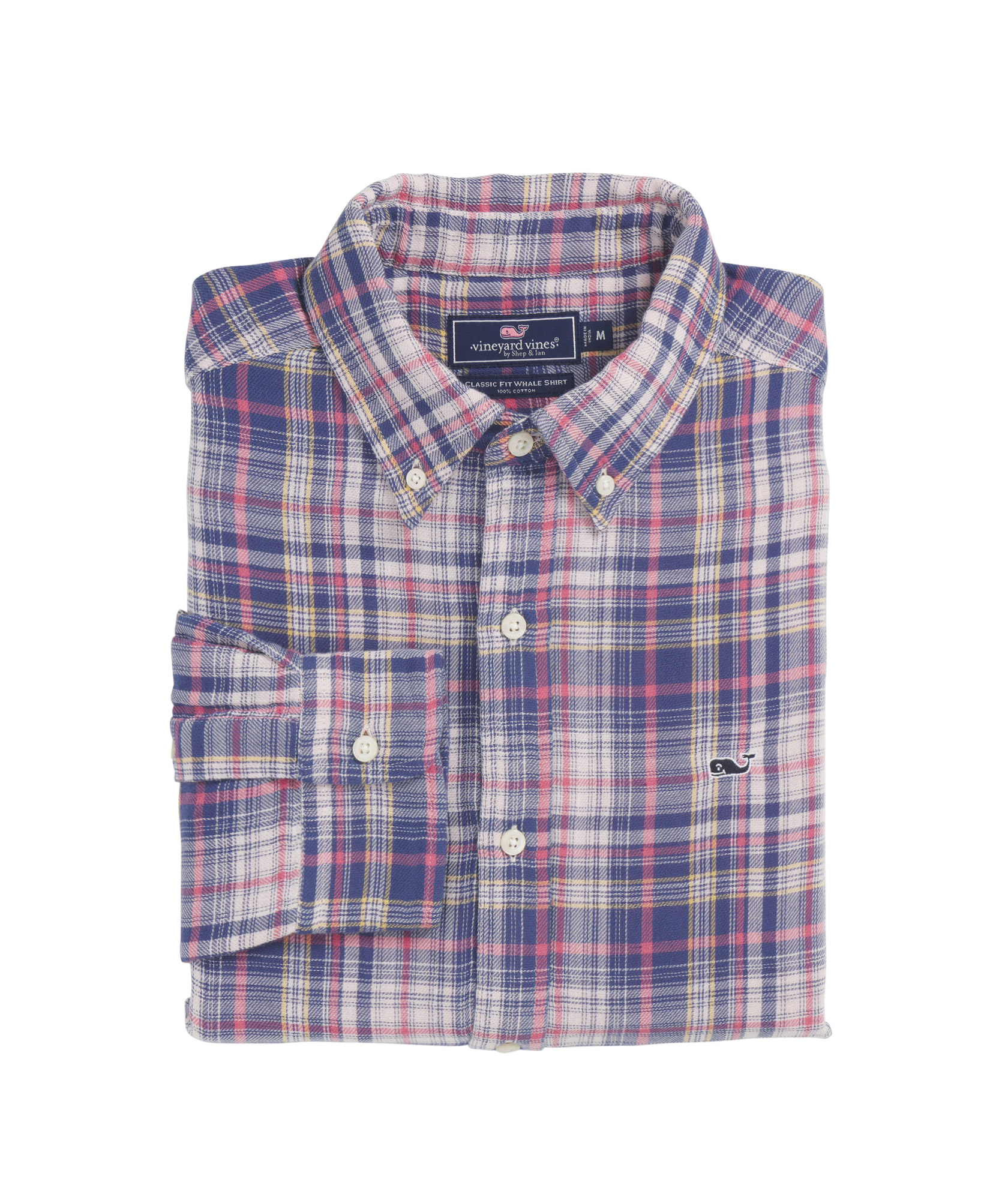 VINEYARD VINES Navy Red Plaid popular Button Down Shirt w Button Collar & Cuffs Sz LARGE