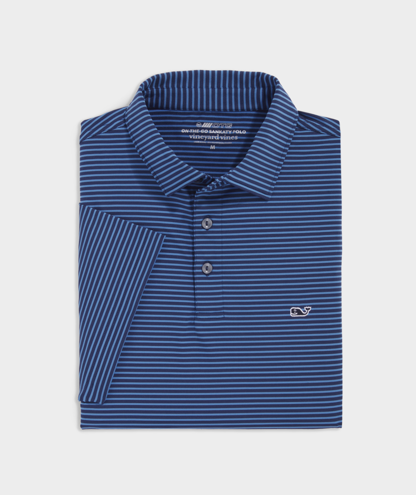 Custom Vineyard Vines Mens Bradley Stripe Sankaty Polo Blue Tejda