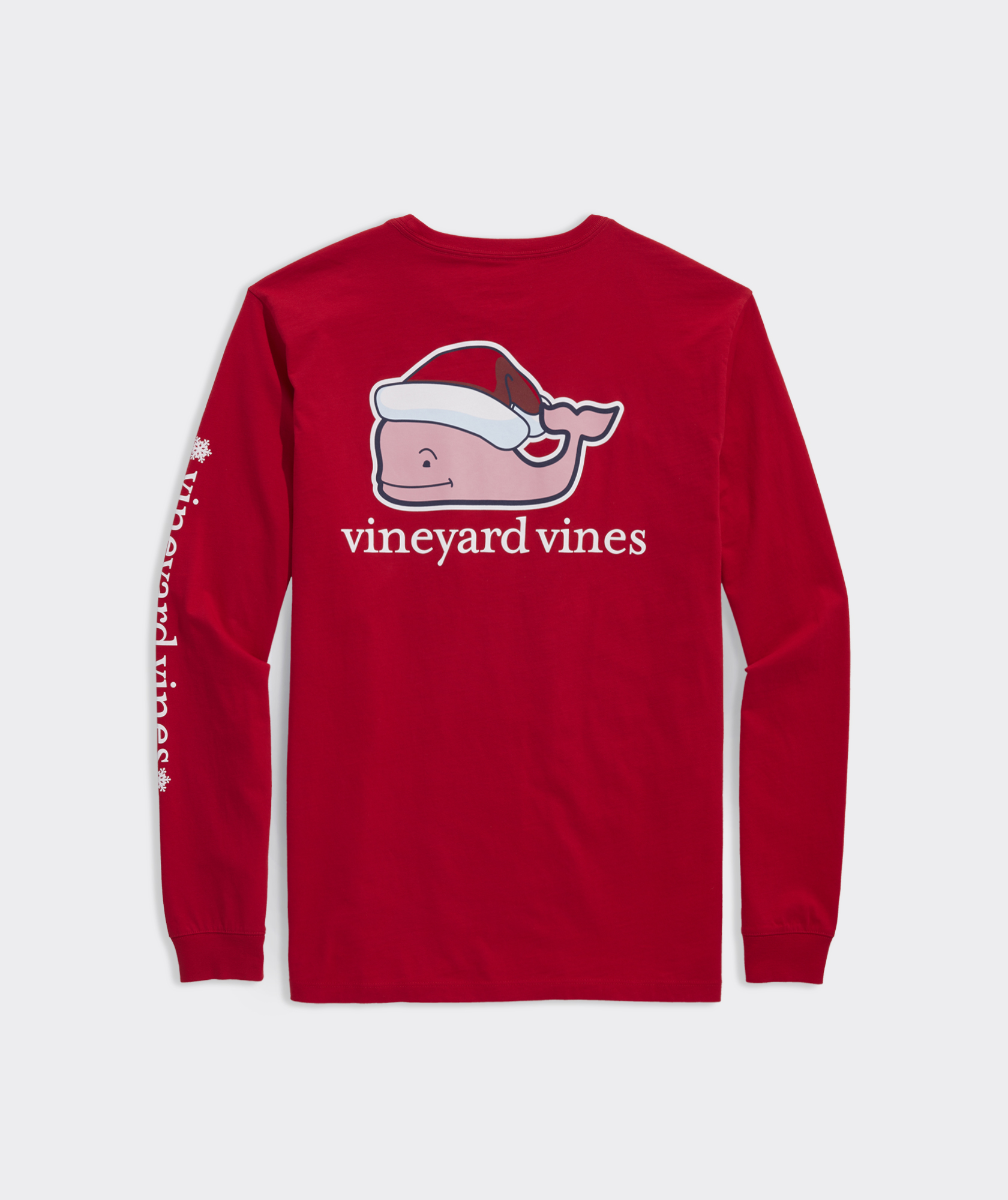 Vineyard Vines Santa Whale Long-Sleeve Pocket Tee (Red Velvet) (Size: M)