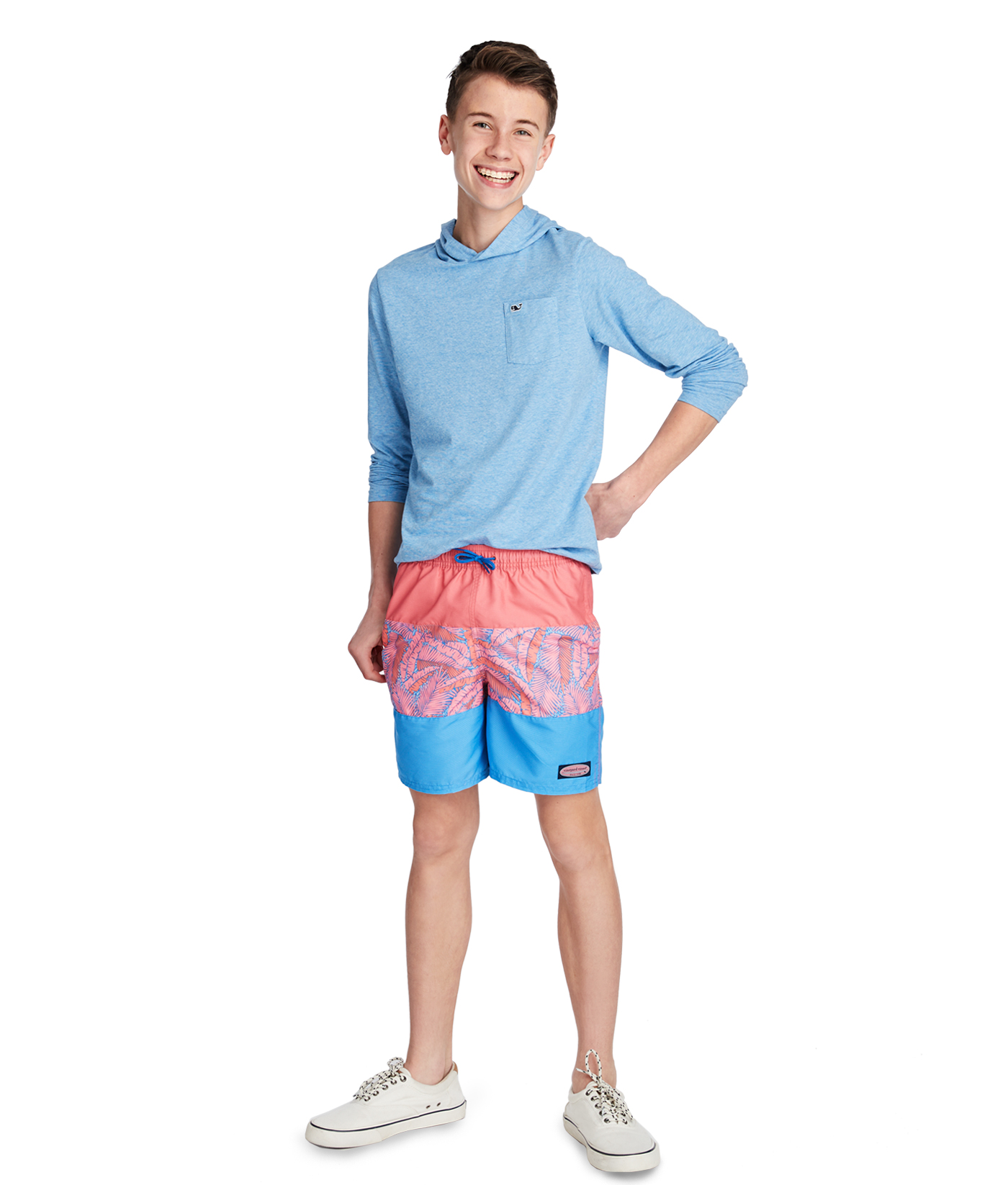 Shop Boys Island Palm Pieced Chappy Trunks at vineyard vines