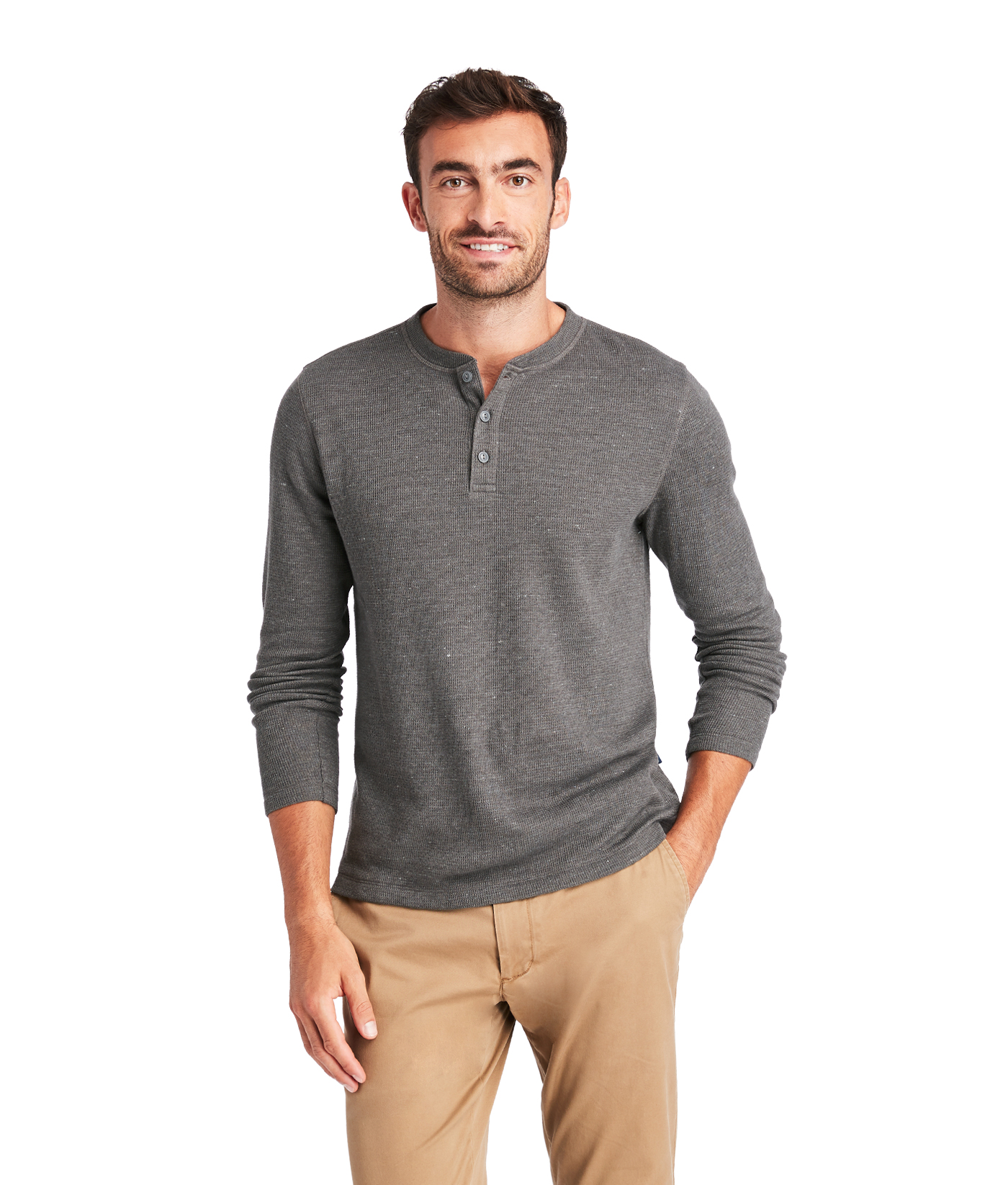 Shop Timber Waffle Long-Sleeve Henley Shirt at vineyard vines